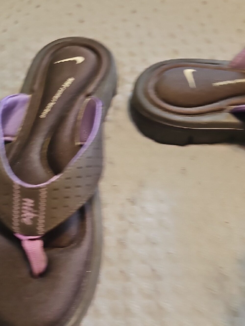Nike Black and Purple Women's Sporty Thong Sandals - Picture 4 of 6